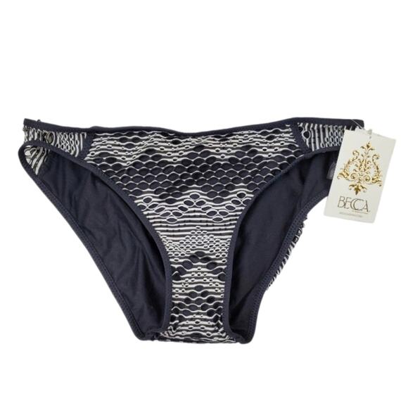 Becca Women's Black White Virtue Reveal Hipster Swim  Bottoms Size M - Picture 2 of 7